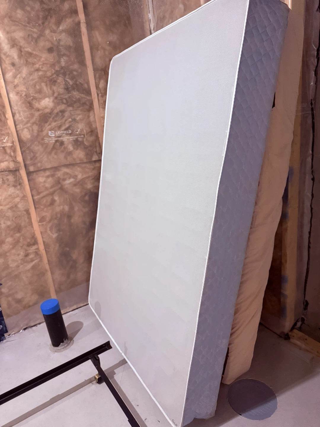 Mattress with Pink Fitted Sheet، box and base
