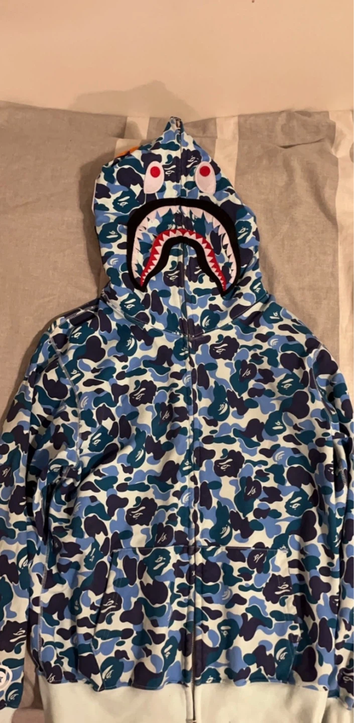 Light Blue A Bathing Ape Shark Full Zip Hoodie