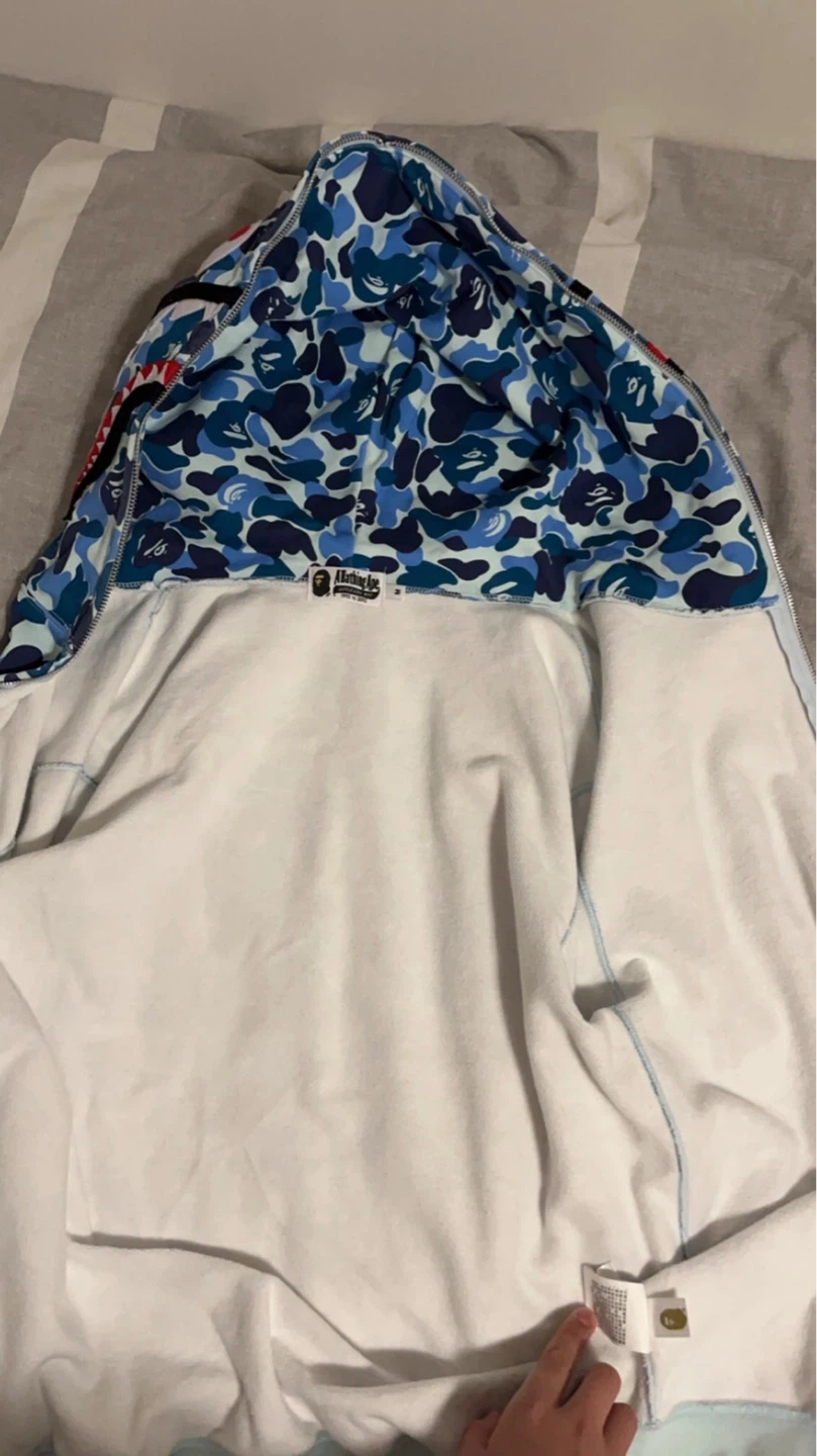 Light Blue A Bathing Ape Shark Full Zip Hoodie - photo 4