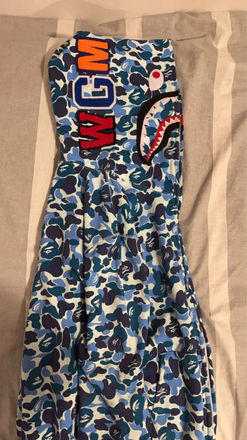 Light Blue A Bathing Ape Shark Full Zip Hoodie - photo 2
