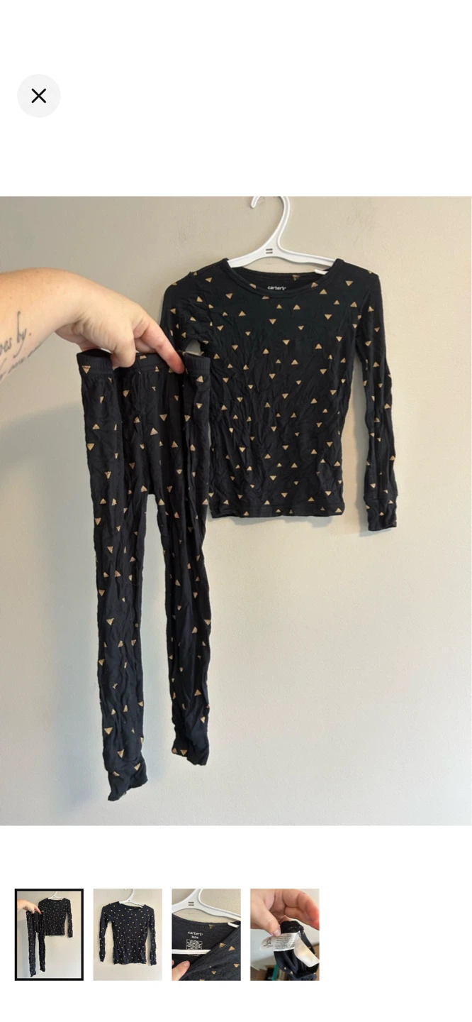 Carter's Pajama Set 3T Black Triangle Print