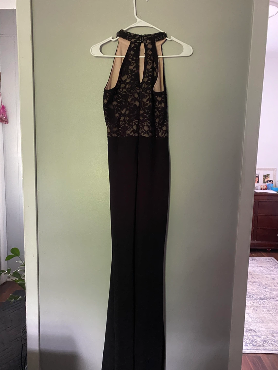 Black Lace Halter Maxi Dress