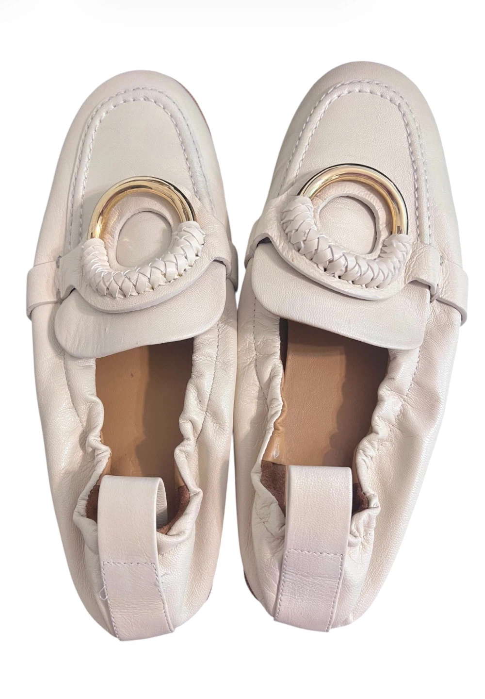 See By Chloé Hana Leather Loafers – Cream/Off White – Size EU 42