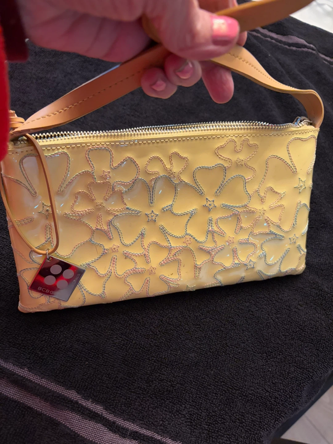 BCBG Girls  Y2K Yellow Floral Patent Shoulder Bag - New