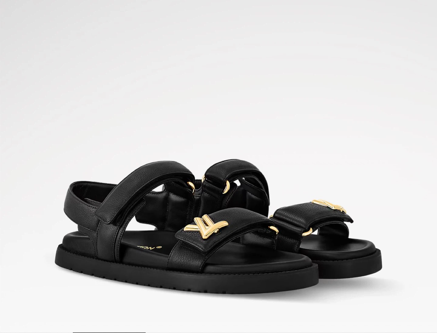 Louis Vuitton Women's Black Leather Platform Sandals