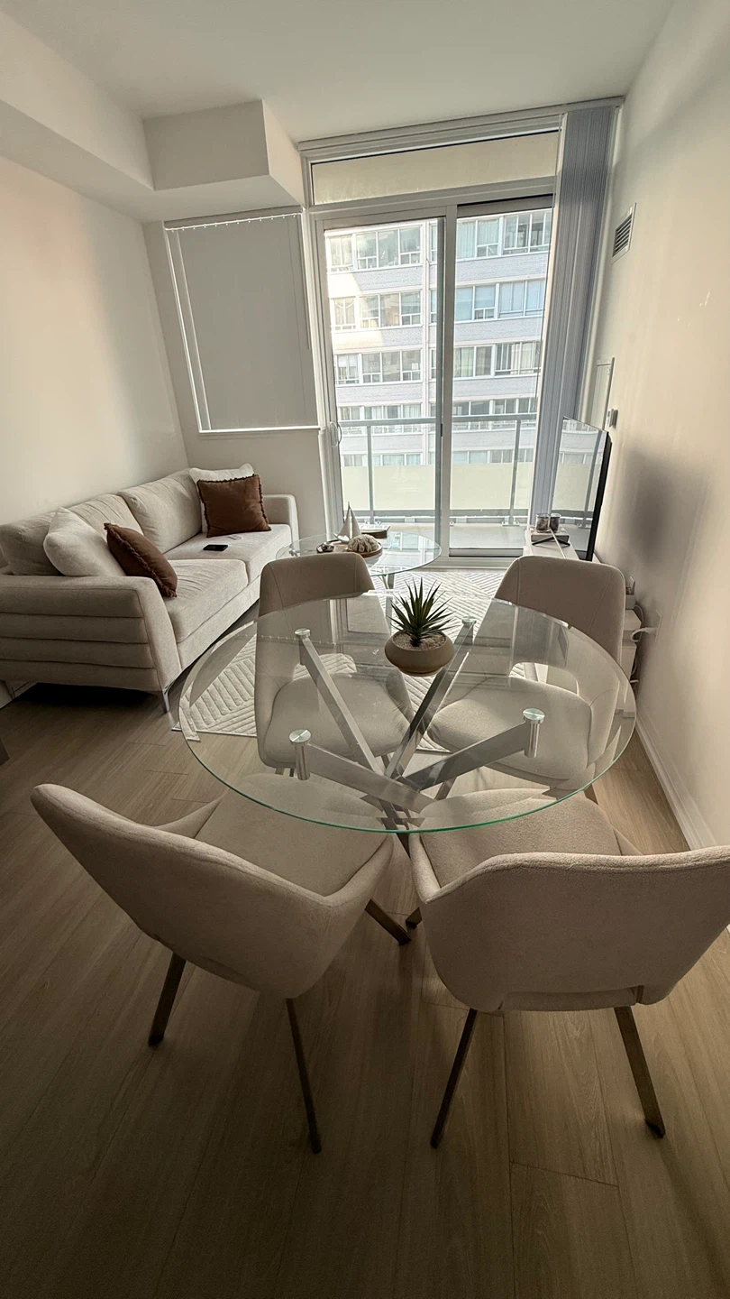 Glass Dining Table + with  Chairs