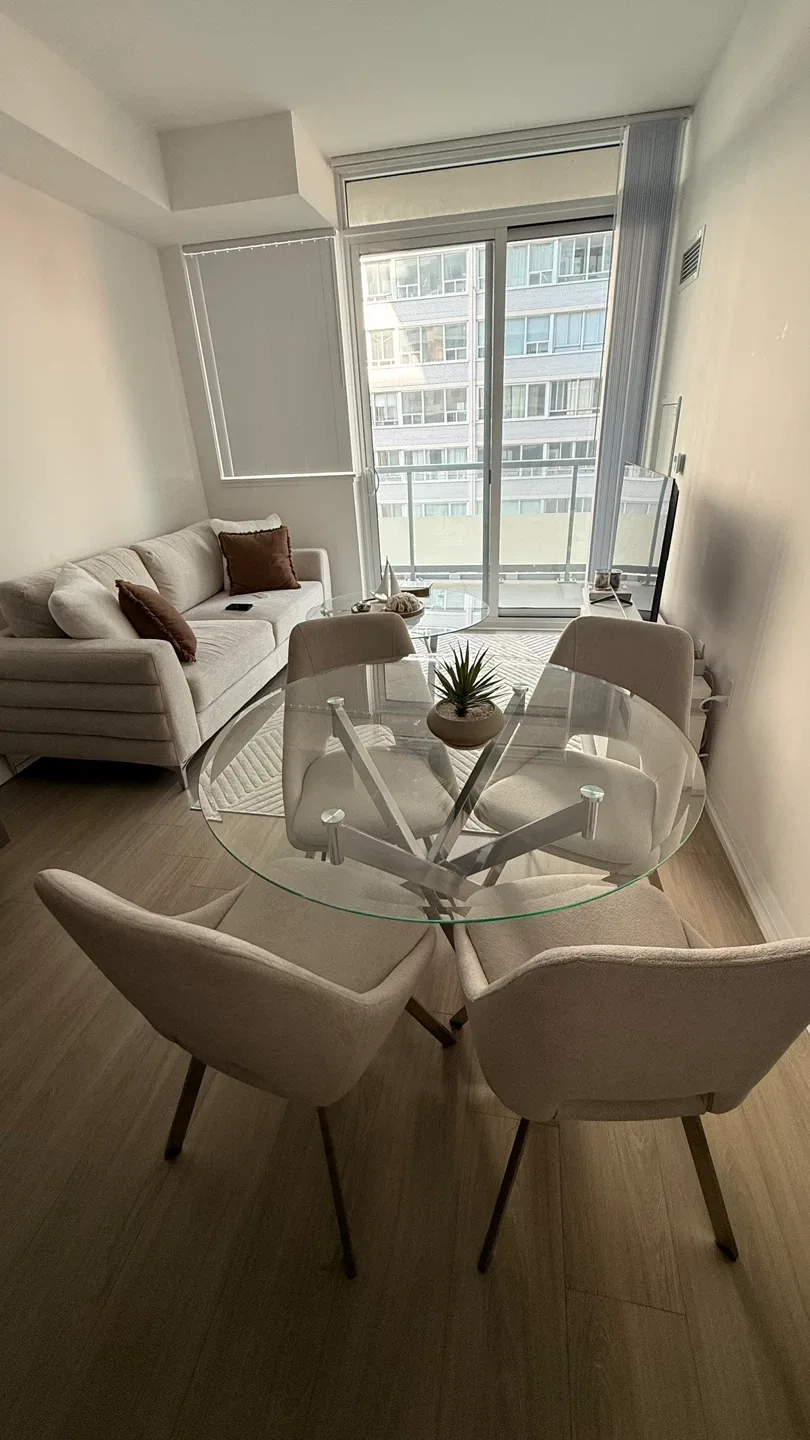 Glass Dining Table + with  Chairs