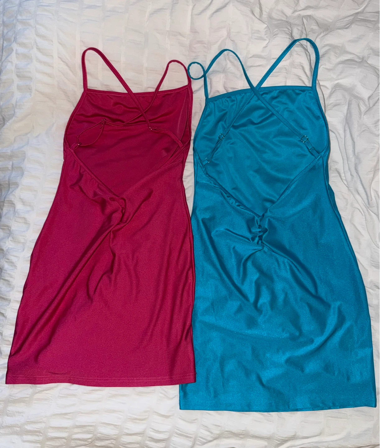 Two Spaghetti Strap Bodycon Mini Dresses - Pink and Teal - photo 2