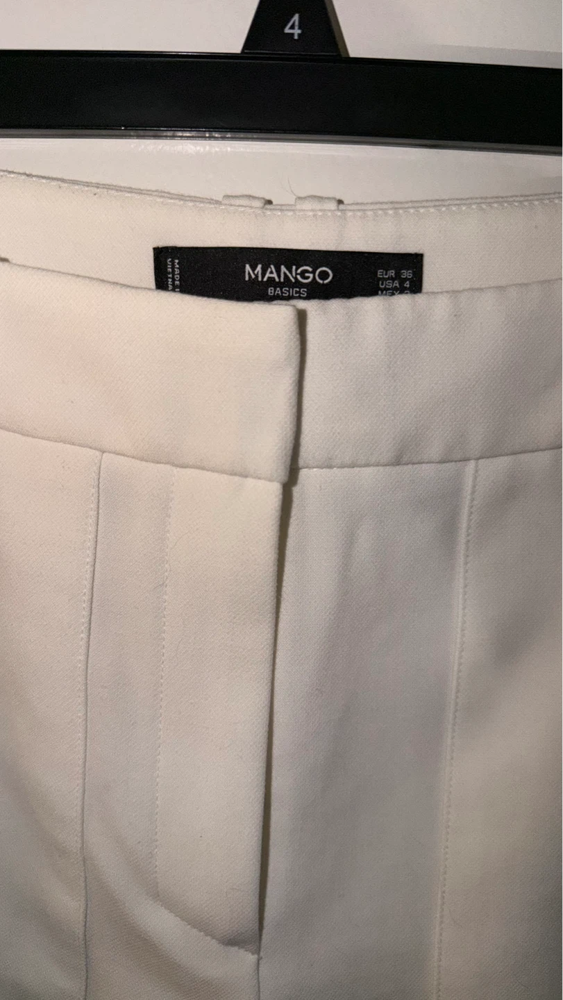 Mango Basics White Cropped Pants Size 4
