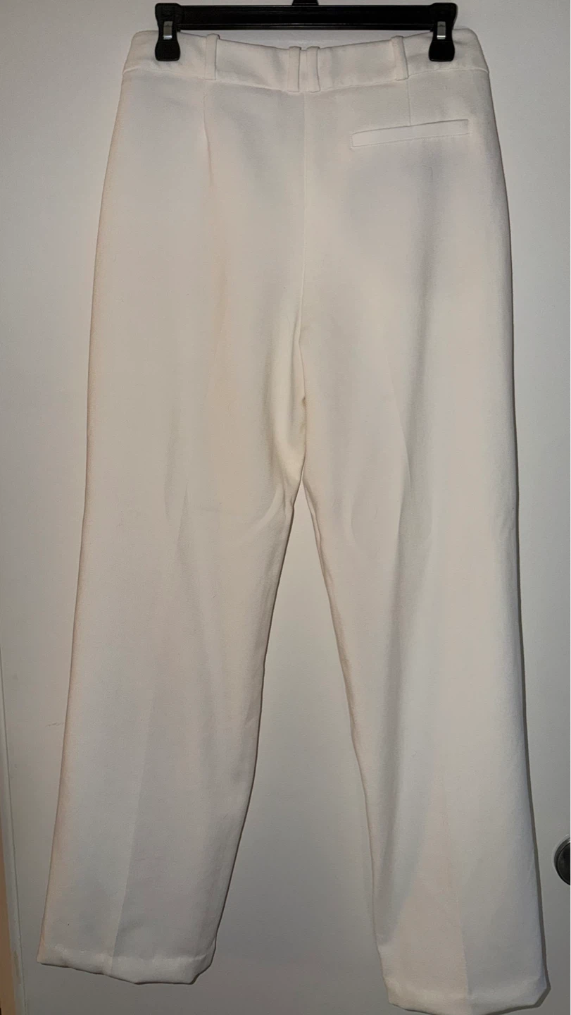 Mango Basics White Cropped Pants Size 4 - photo 3