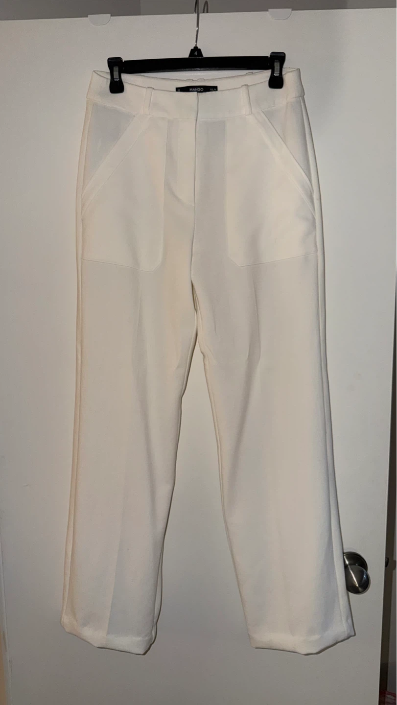 Mango Basics White Cropped Pants Size 4 - photo 2