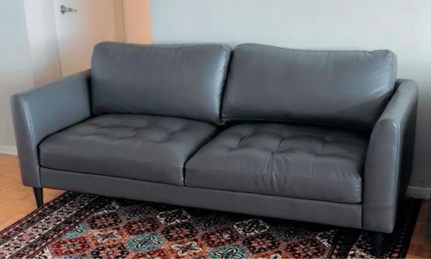 Grey Faux Leather Loveseat