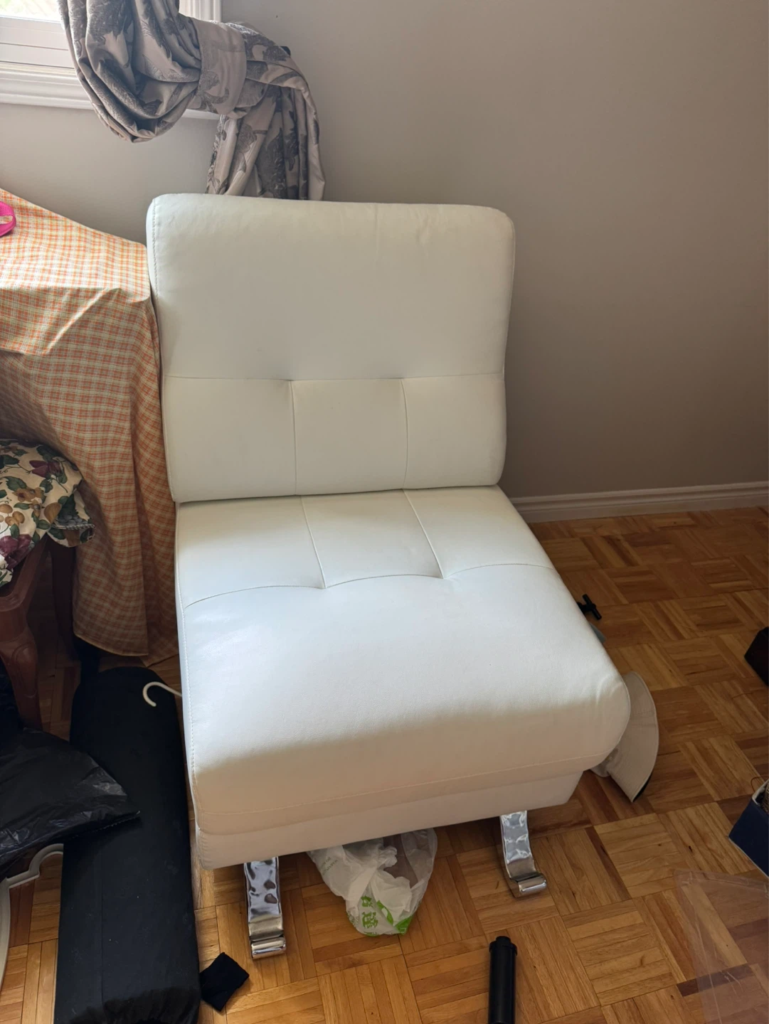 White Faux Leather Accent Chair