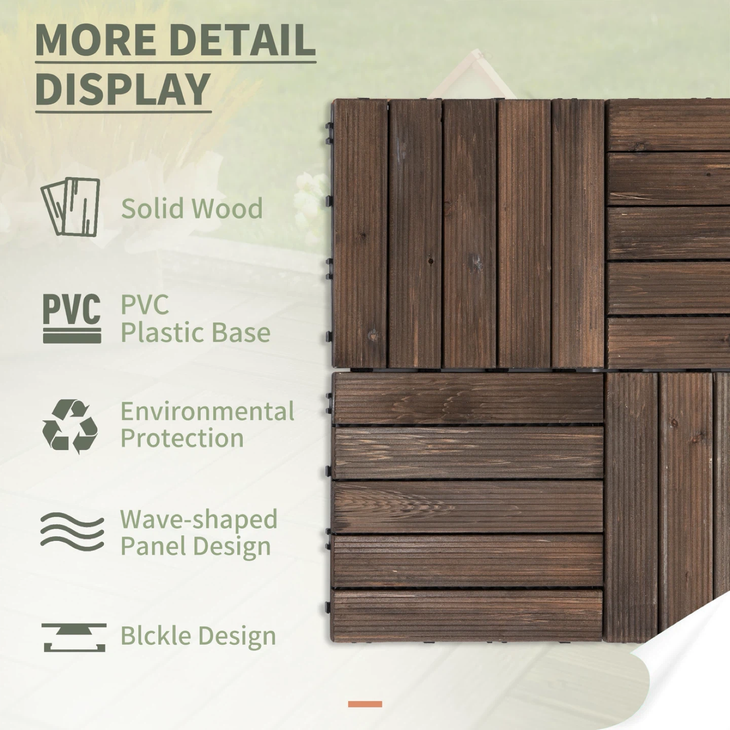 Outsunny. Wood Composite Deck Tiles (Brown) 27pcs - photo 4