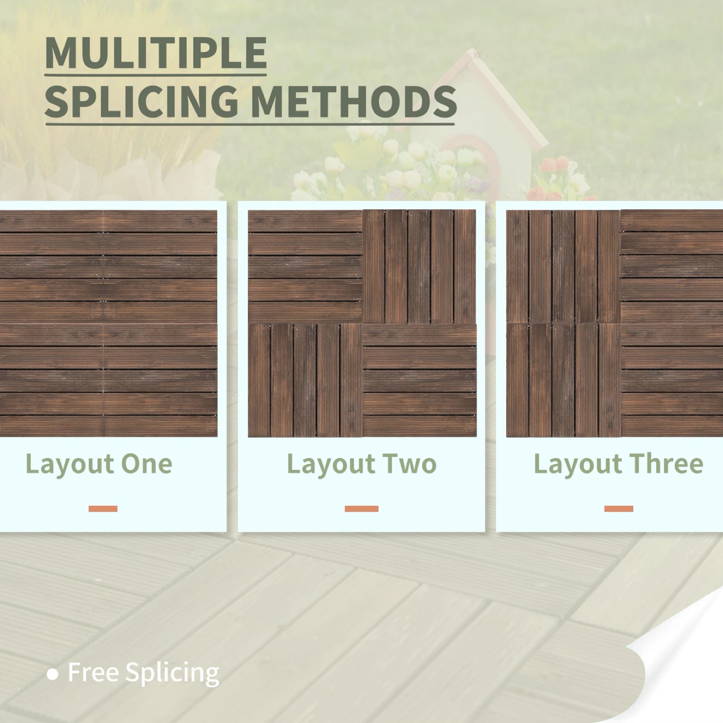 Outsunny. Wood Composite Deck Tiles (Brown) 27pcs - photo 5