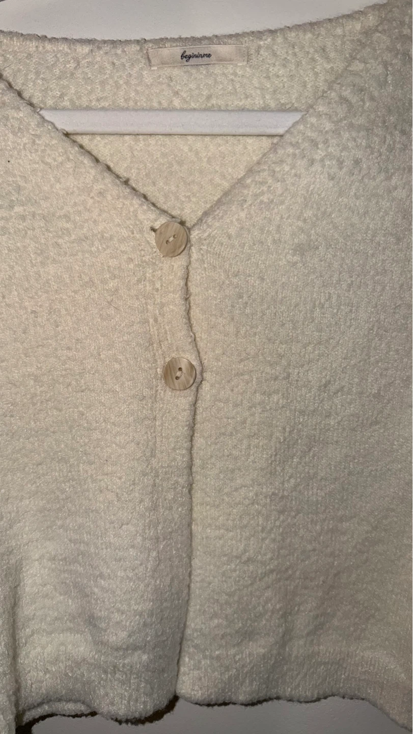 BeginInMe Cream Fuzzy Cropped Cardigan - photo 2