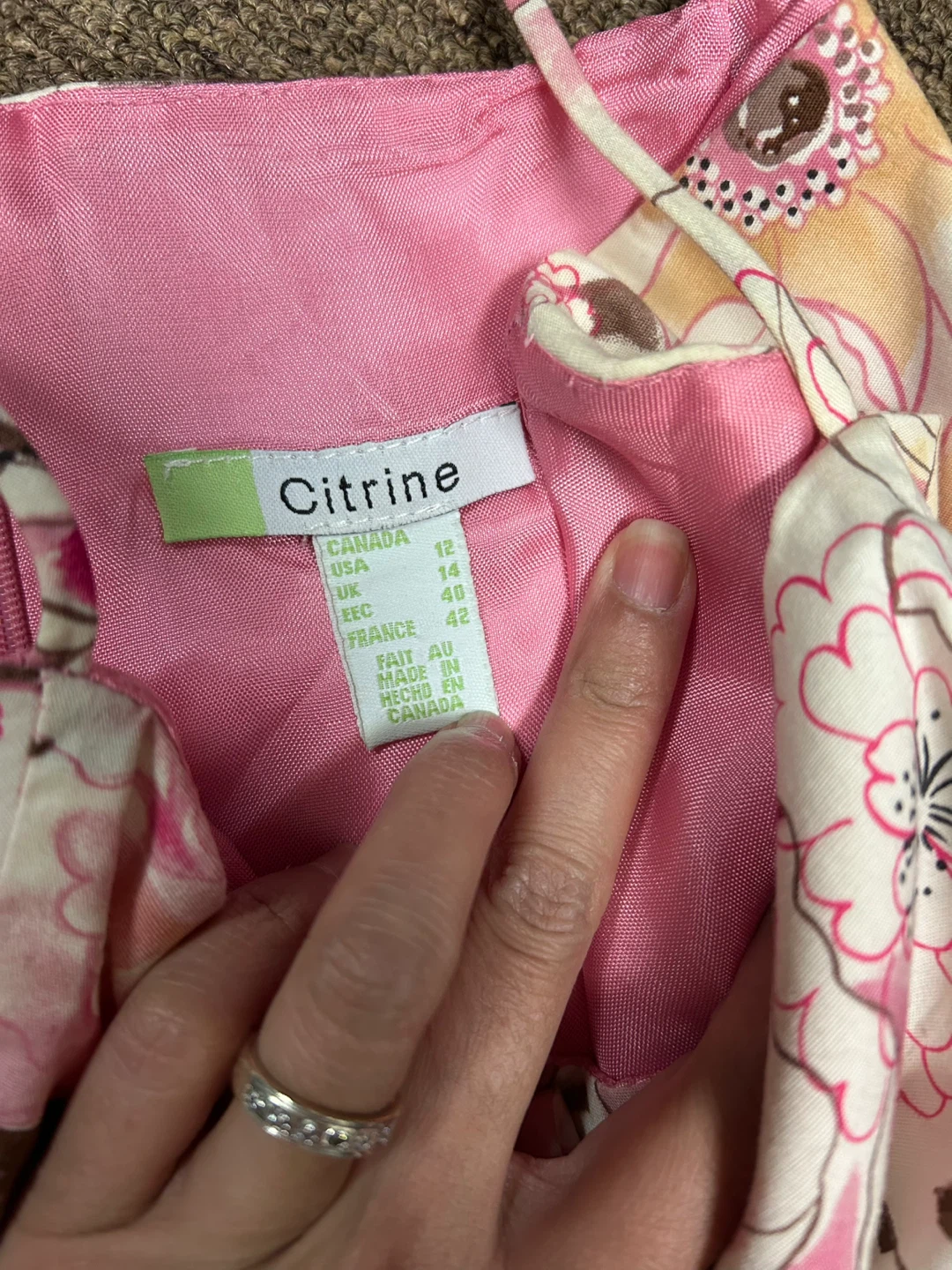 Citrine Floral Spaghetti Strap Dress Size 12 - photo 3