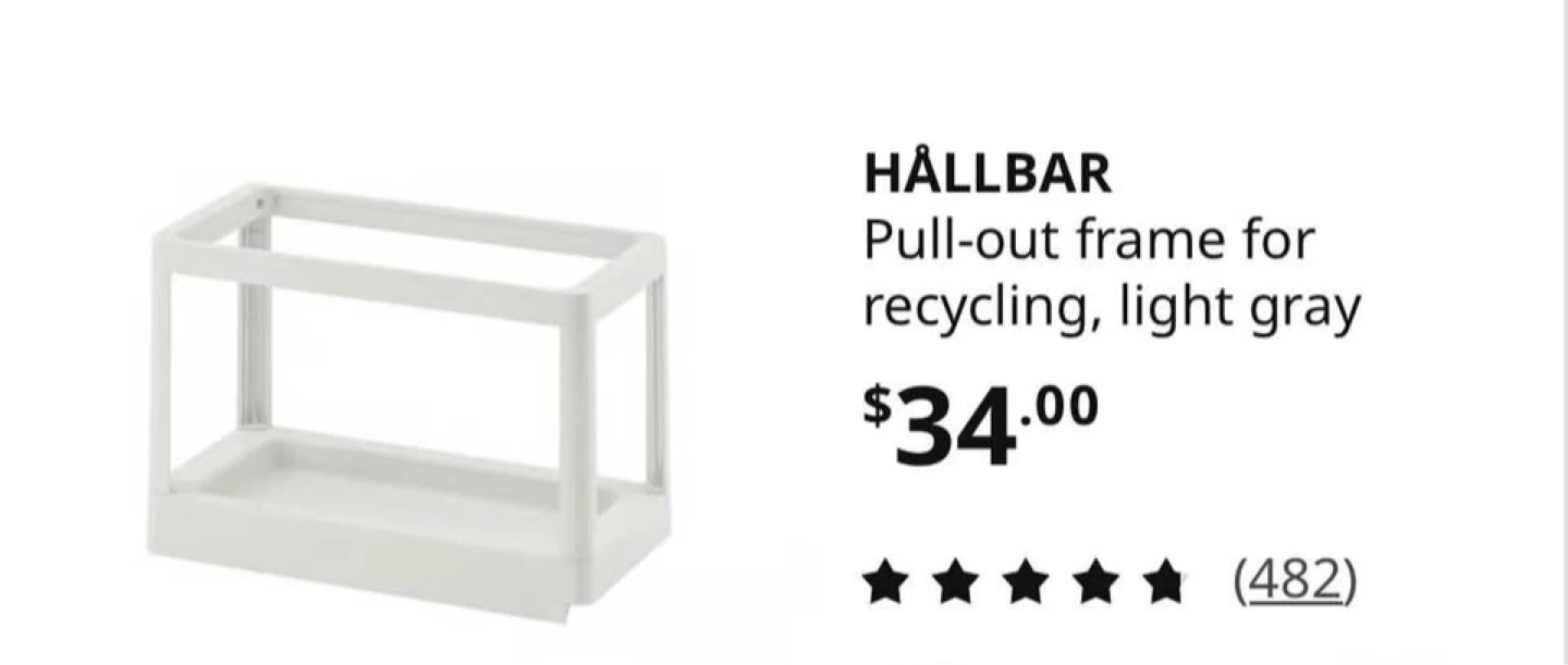 IKEA HÅLLBAR Pull-out Frame for Recycling - Light Gray - photo 3