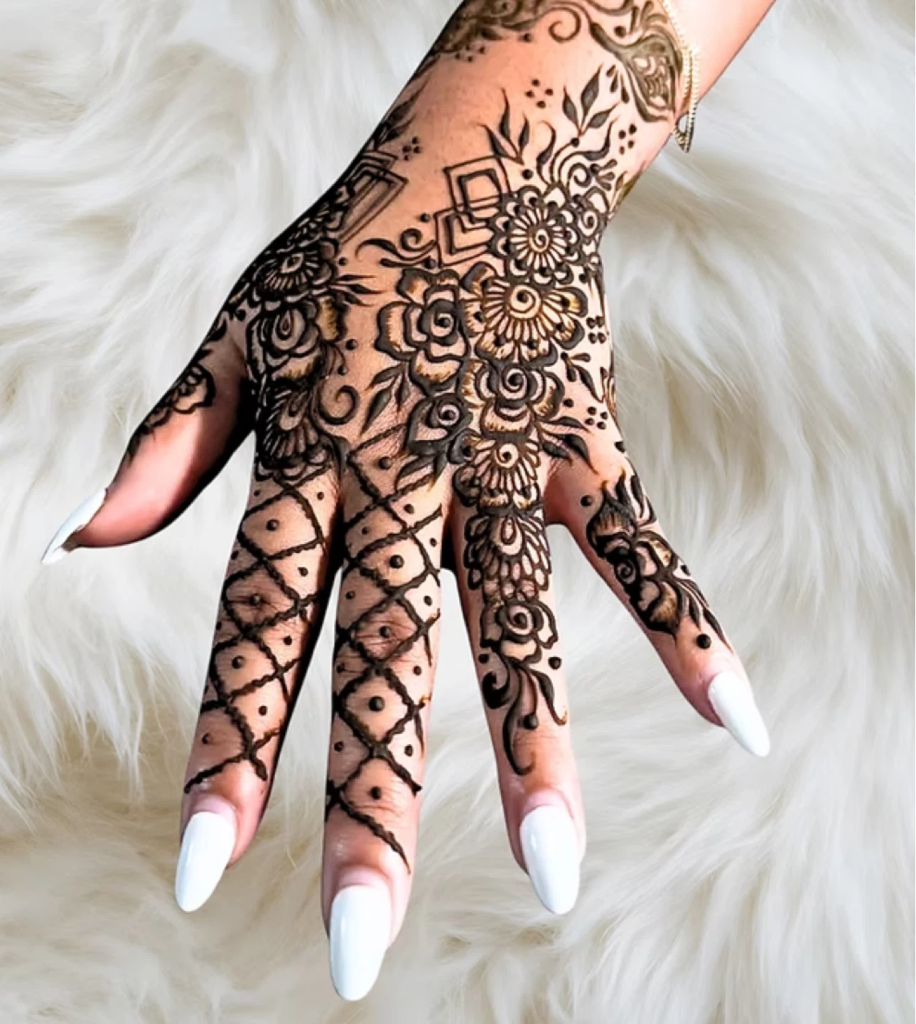 Intricate Henna Hand Tattoo Design