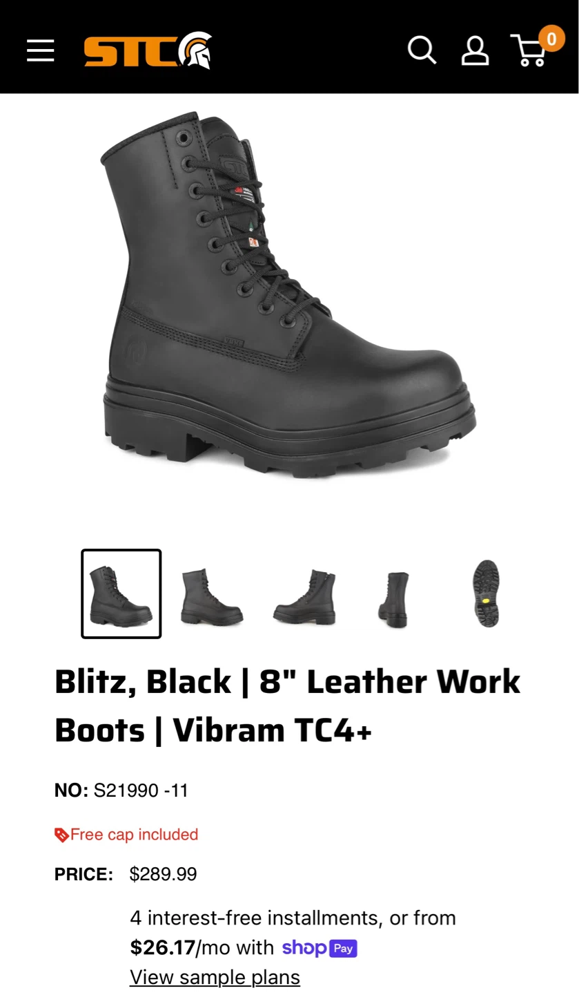 STC Blitz S21990 8" Leather Work Boots Size 11 - photo 3