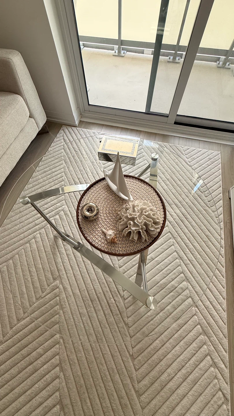 Glass Top Coffee Table with Metal Base