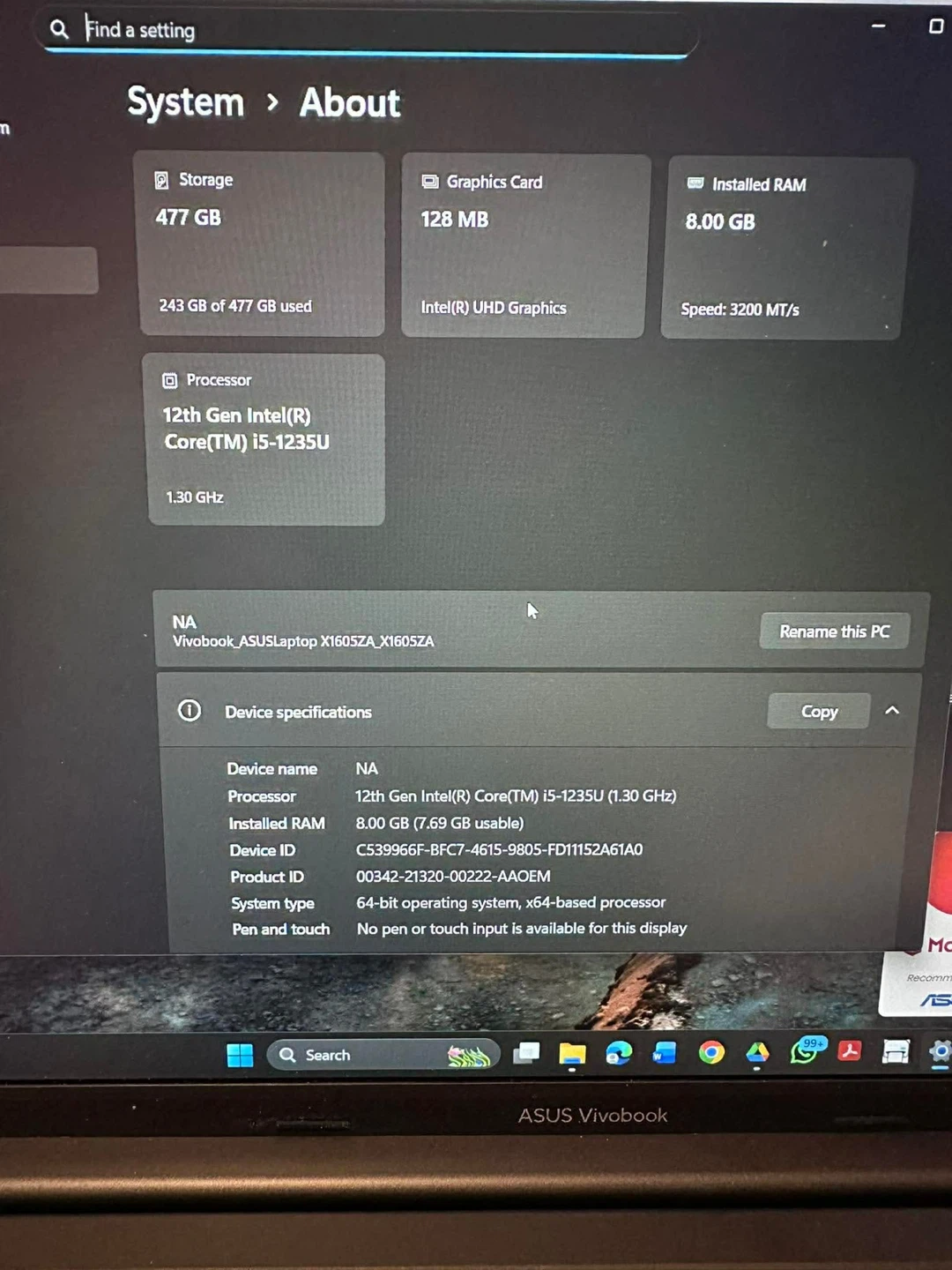 ASUS Vivobook Laptop - X1605Z - photo 2
