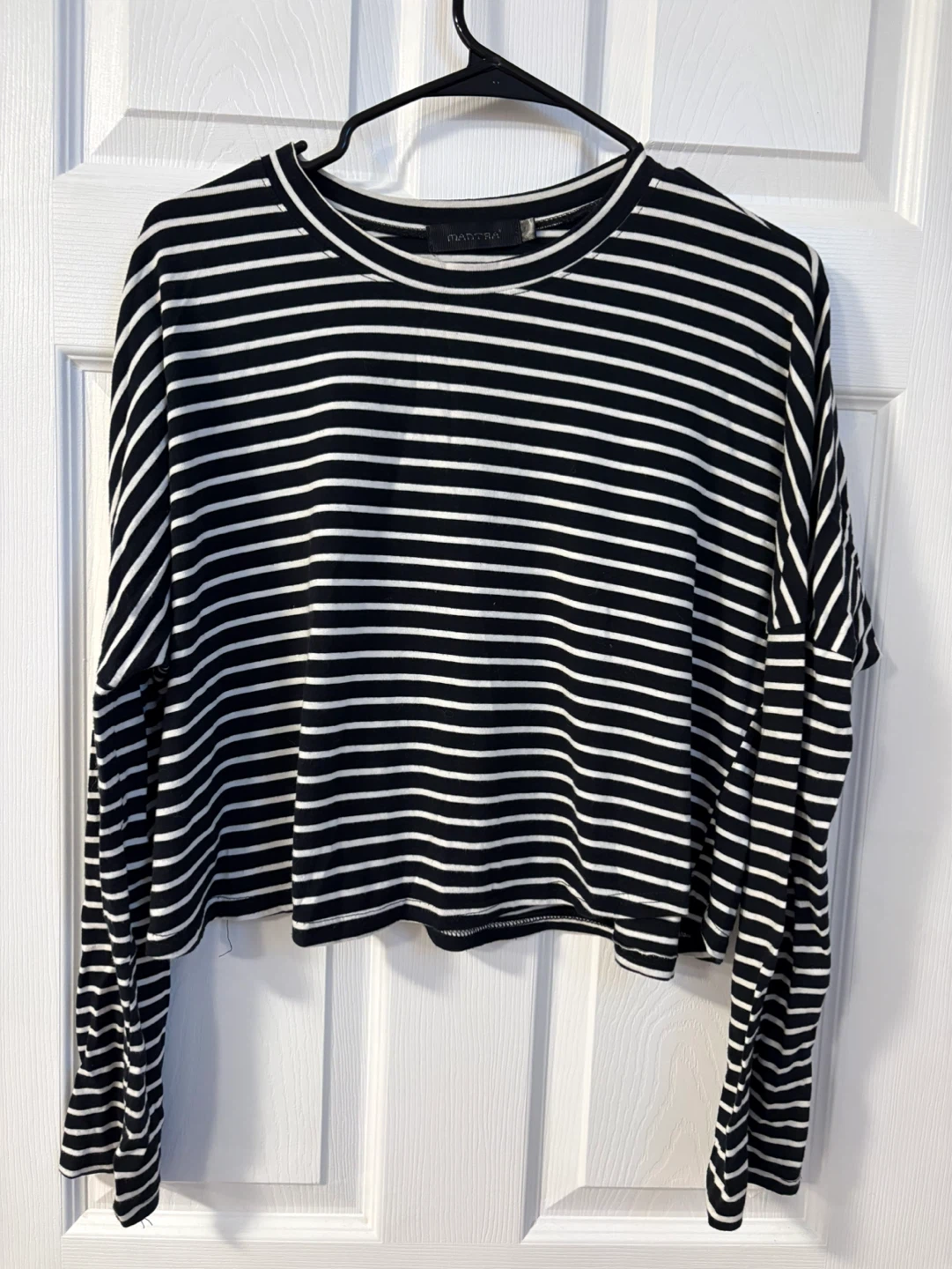 Black and White Striped Long Sleeve Top