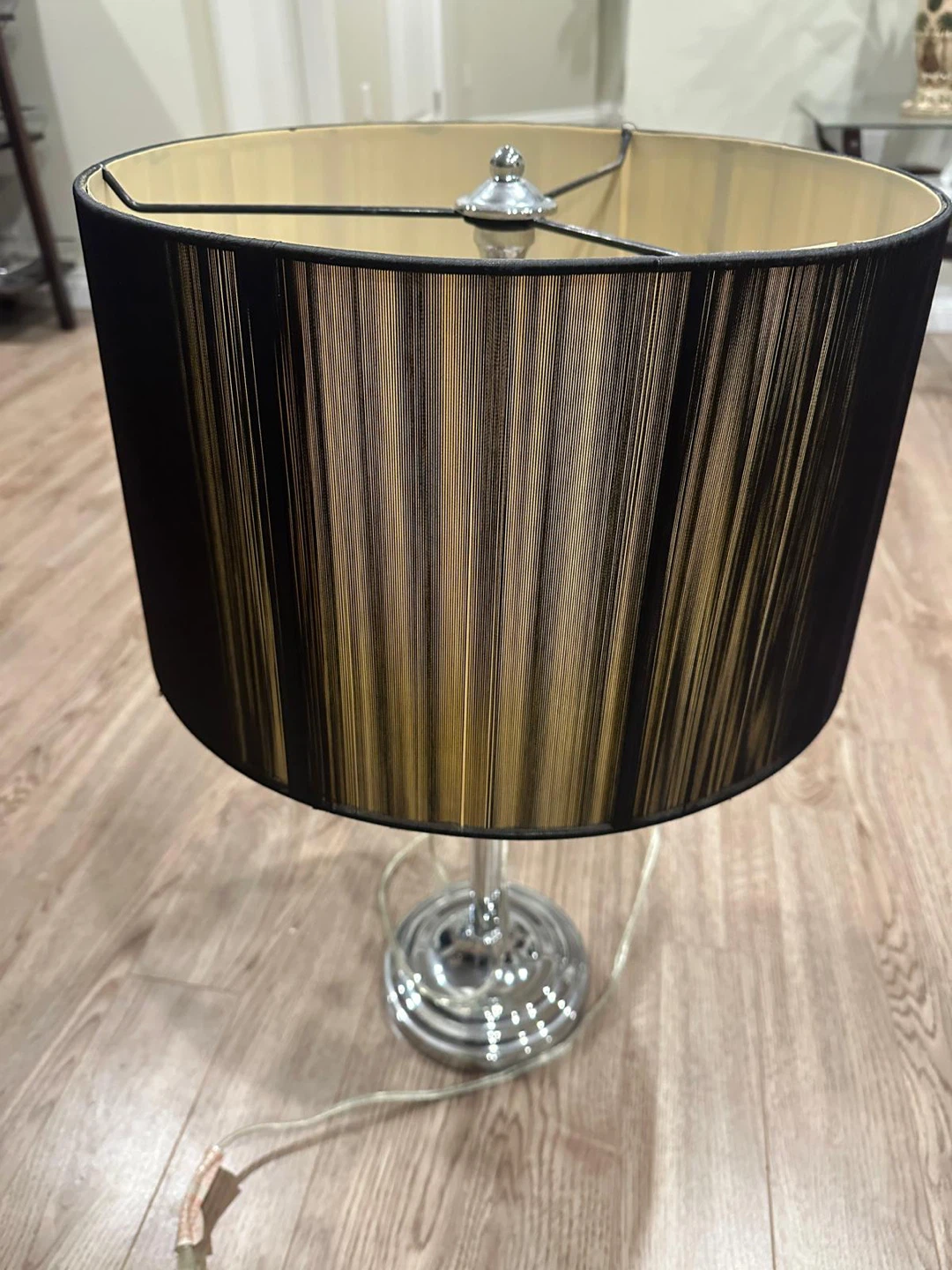 Table Lamp with Black Drum Shade