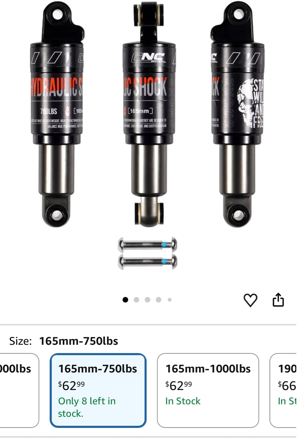CNC Hydraulic Shock 190mm-750lbs