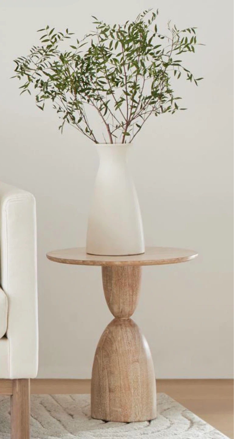Unique Wooden Pedestal Side Table