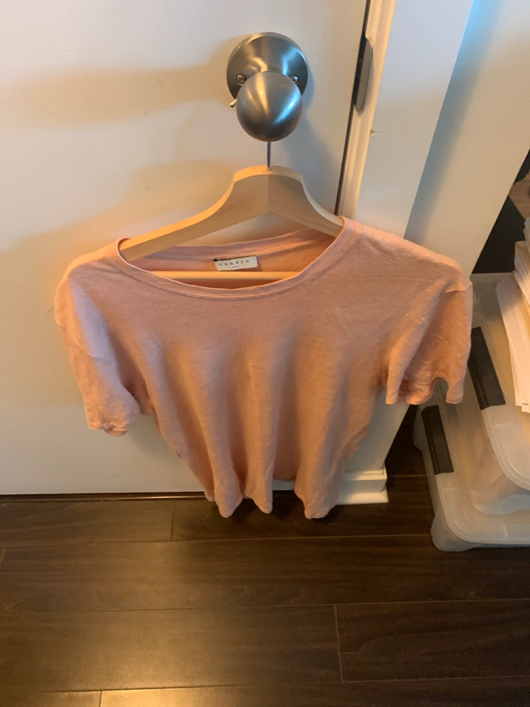 Sandro Pink Linen Blend T-Shirt - Size L - photo 2