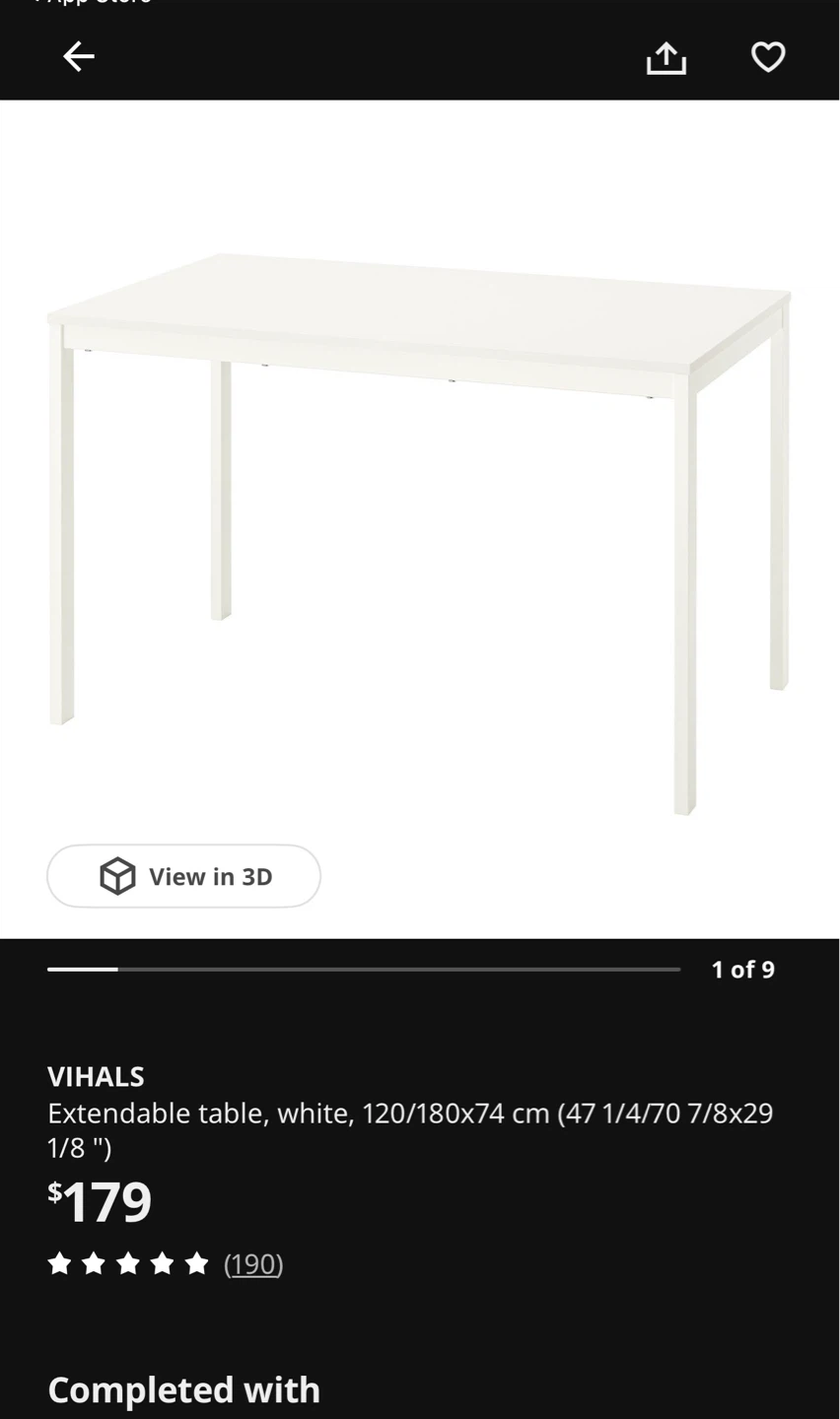 IKEA VIHALS Extendable Table - White - photo 2