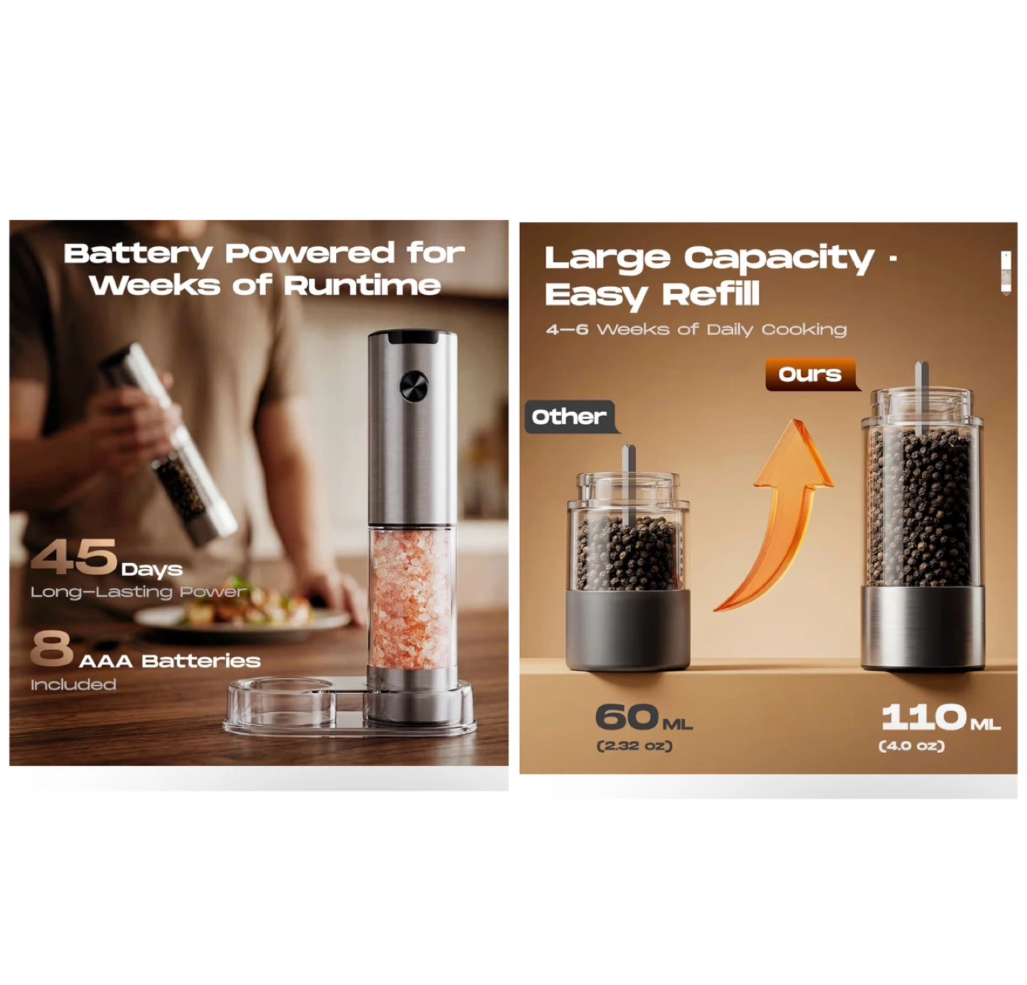 Brand new Electric Salt and Pepper Grinder Set - photo 3