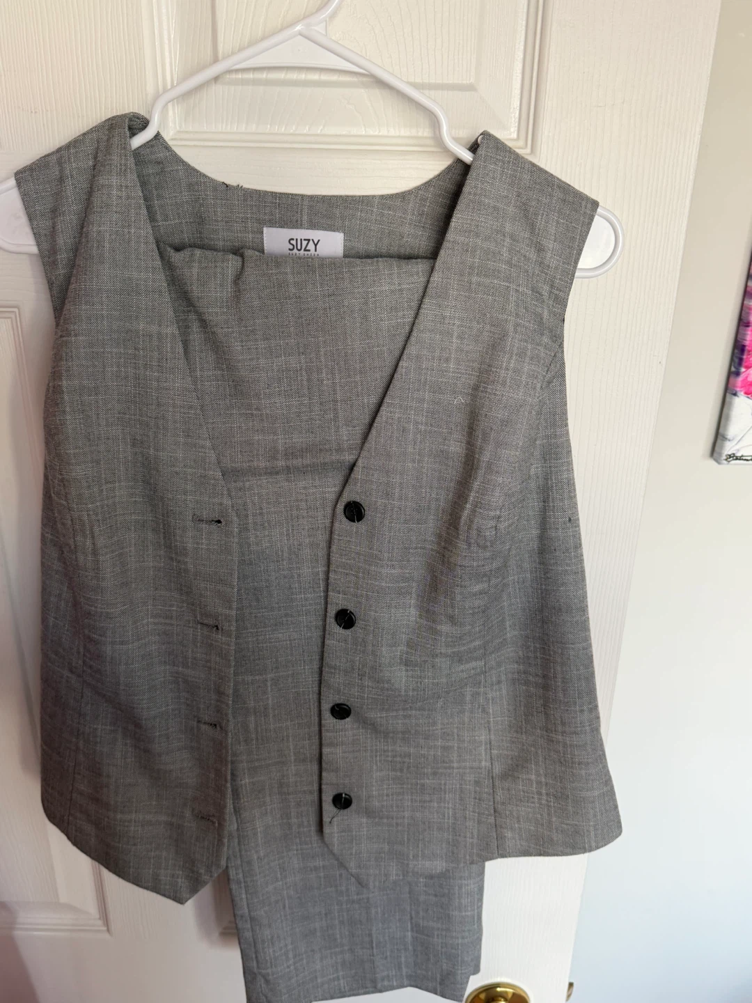 Suzy Shier Grey Vest and Pants Set