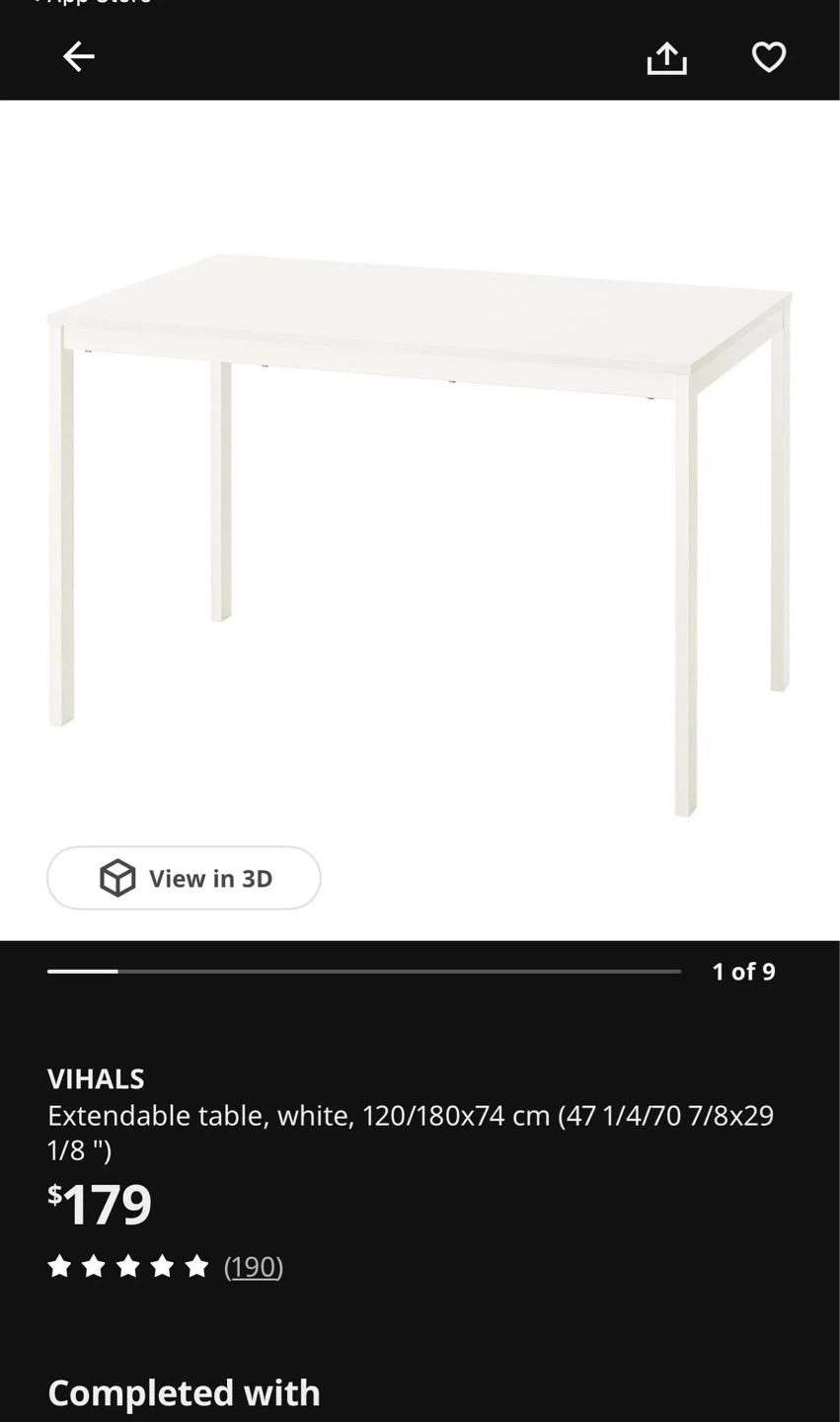 IKEA VIHALS Extendable Table White - photo 2