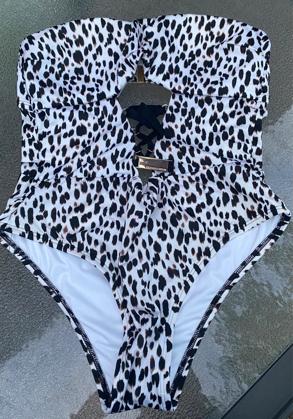 Victoria's Secret Leopard Print Strapless Swimsuit