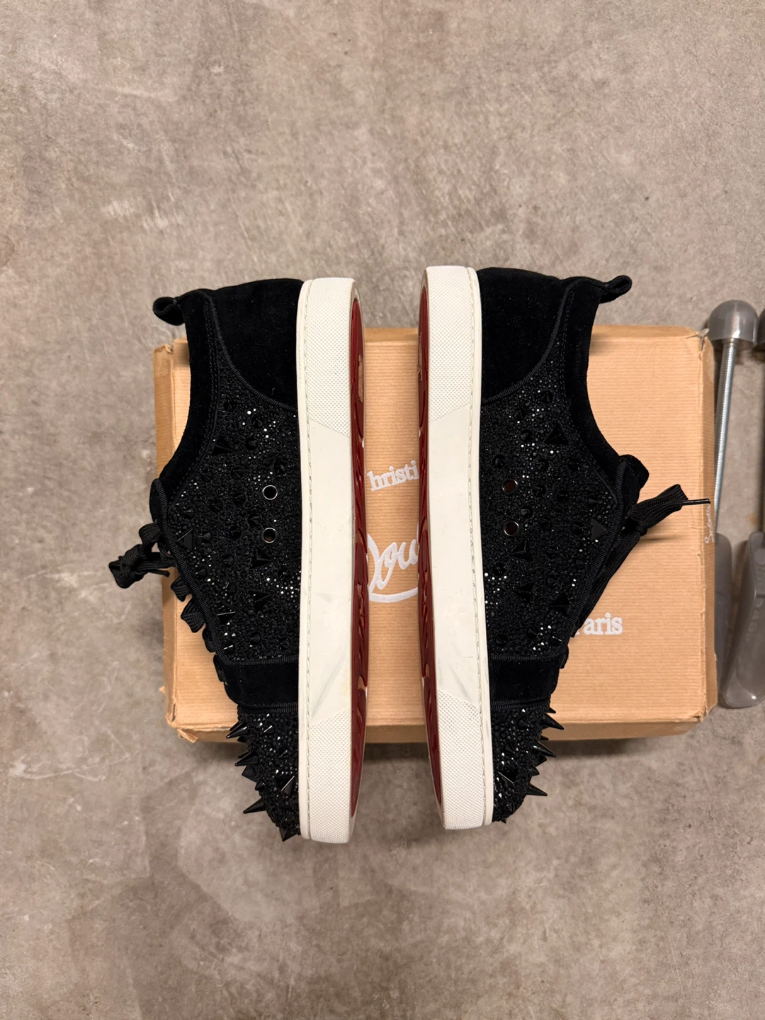 Christian Louboutin Black Suede Spiked Sneakers - photo 3