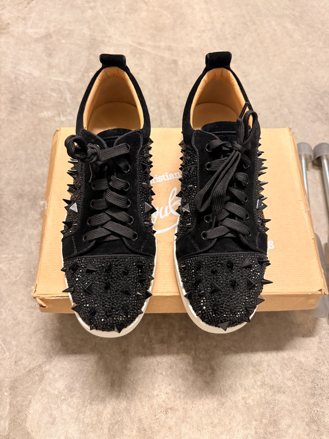 Christian Louboutin Black Suede Spiked Sneakers