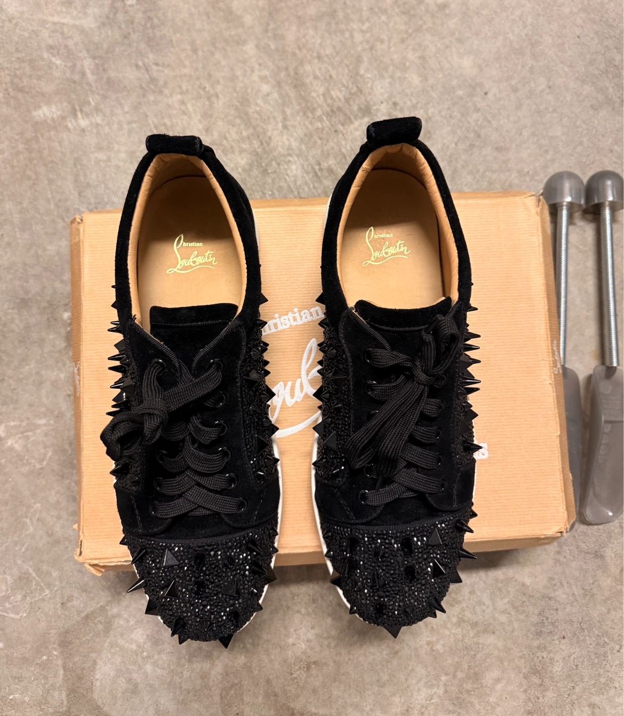 Christian Louboutin Black Suede Spiked Sneakers - photo 2