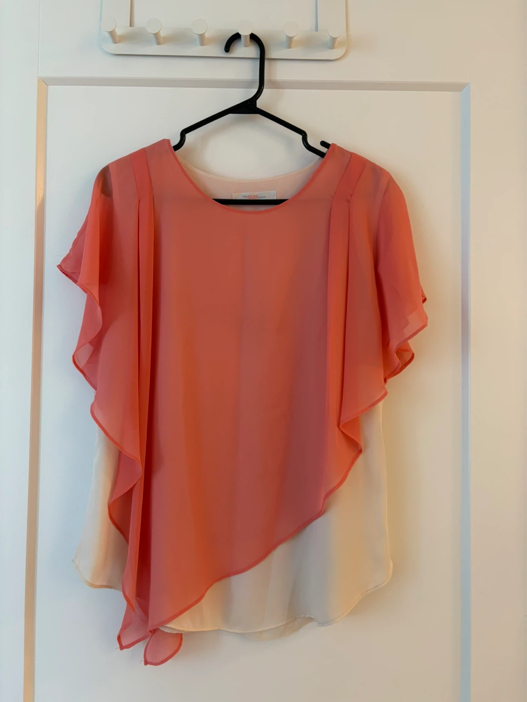 The Dress Shop Coral Chiffon Overlay Blouse