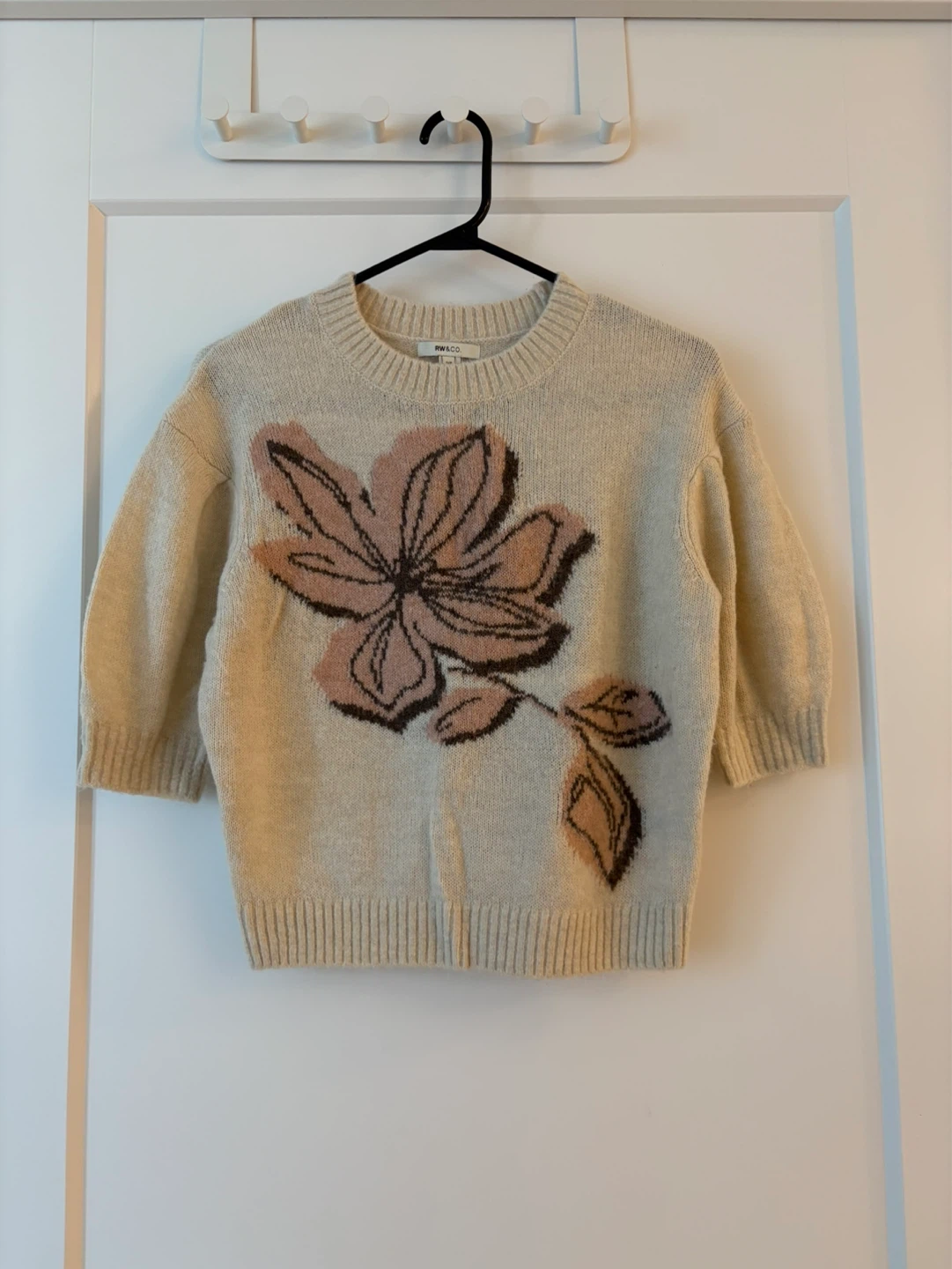 Cream Floral Knit Sweater - photo 2