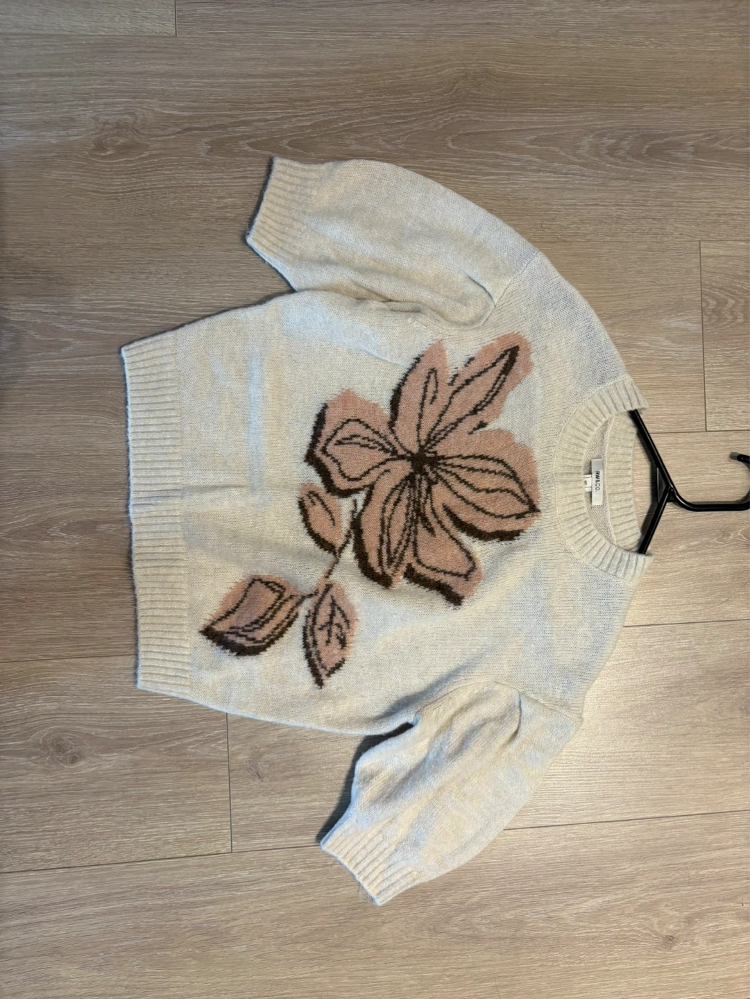 Cream Floral Knit Sweater