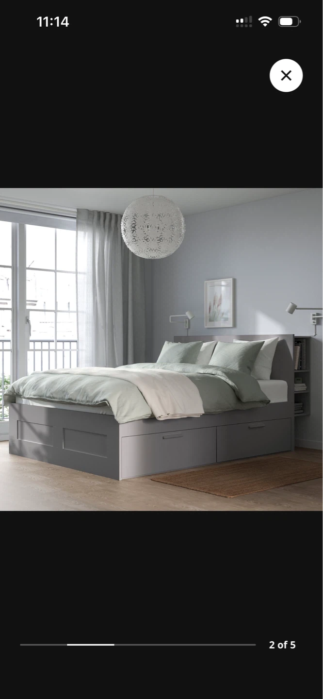 IKEA MALM Queen Bed Frame with 4 Drawers - Grey - photo 2