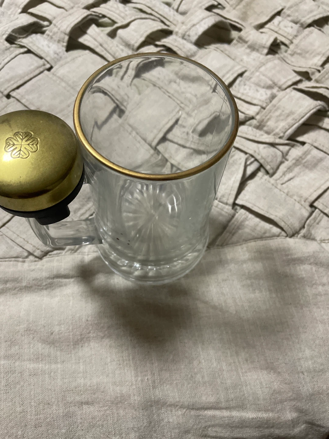 Glass Beer Mug with Brass Bell Antique - photo 3