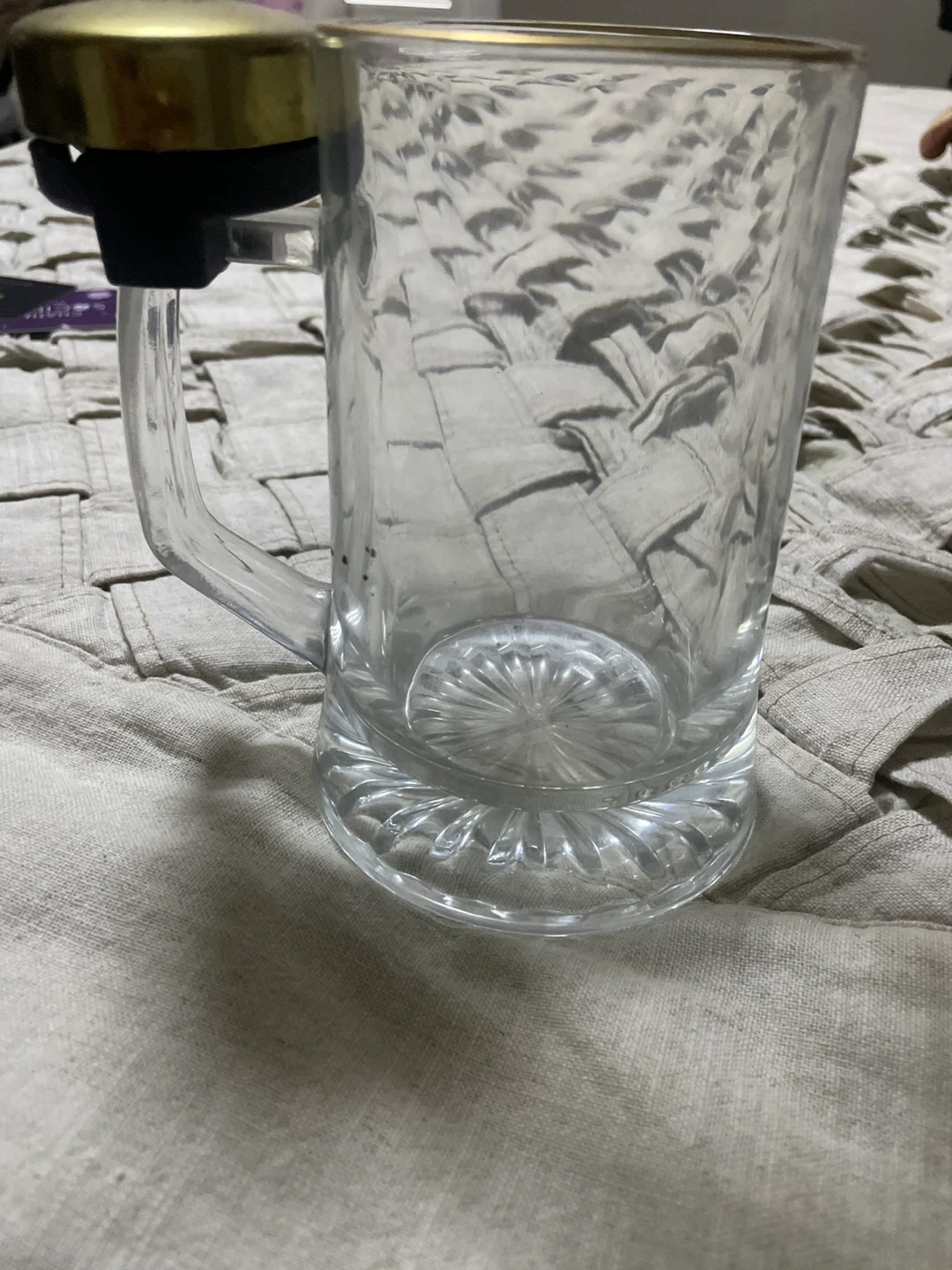 Glass Beer Mug with Brass Bell Antique - photo 4