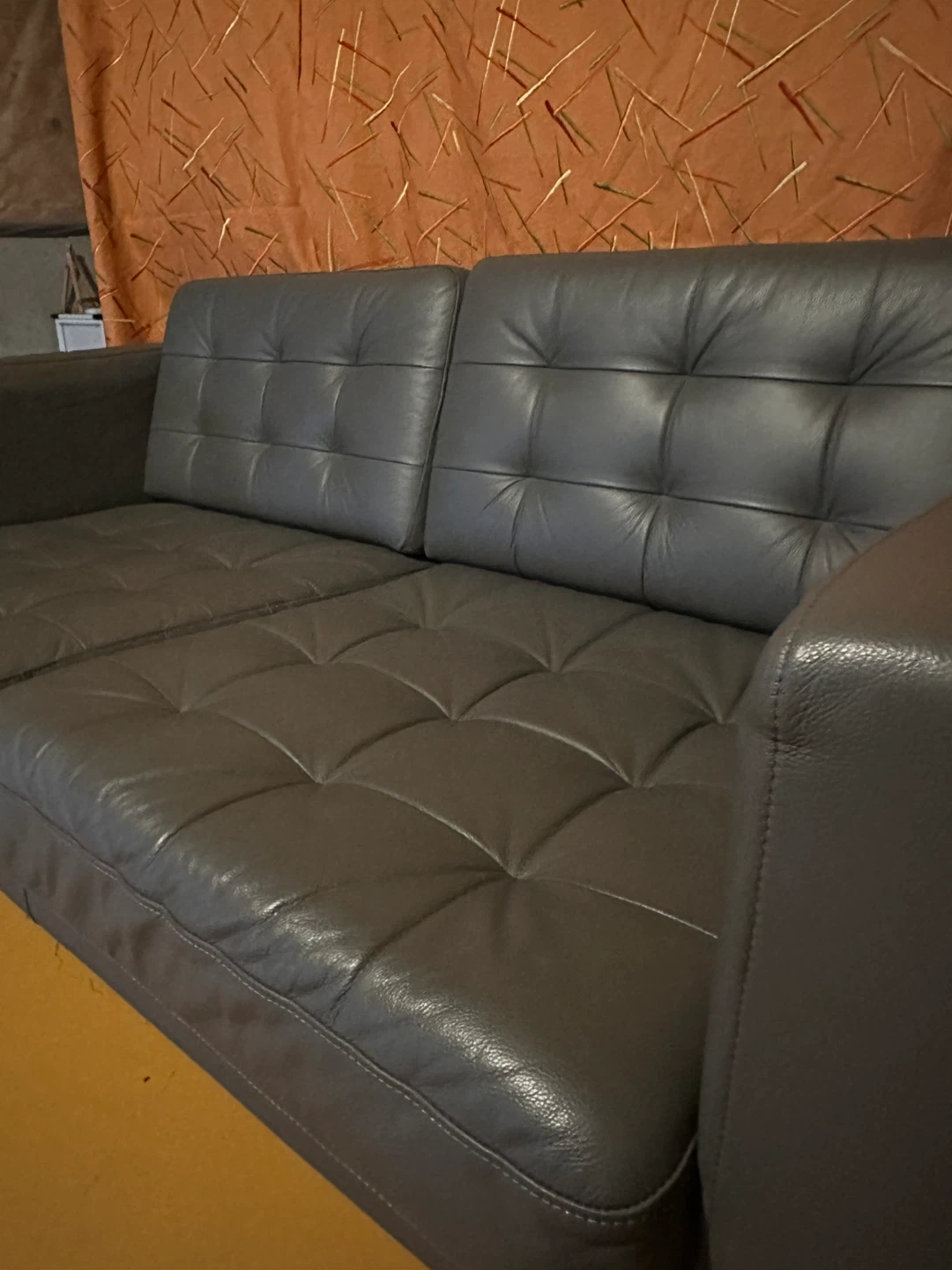IKEA Grey Faux Leather Loveseat - photo 2