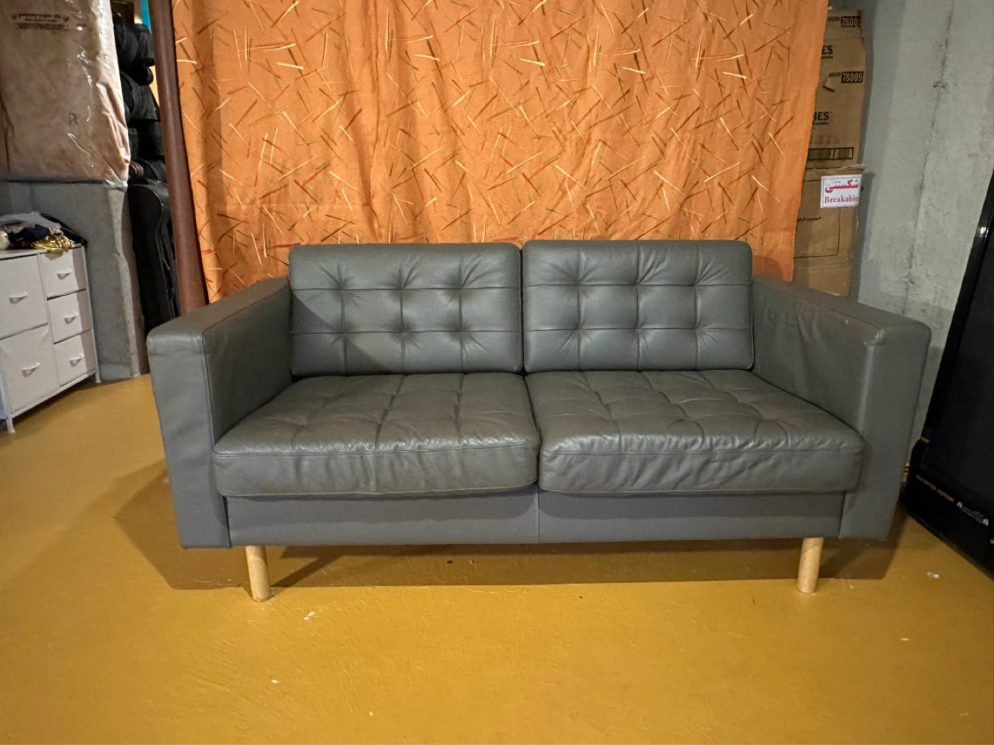 IKEA Grey Faux Leather Loveseat - photo 4