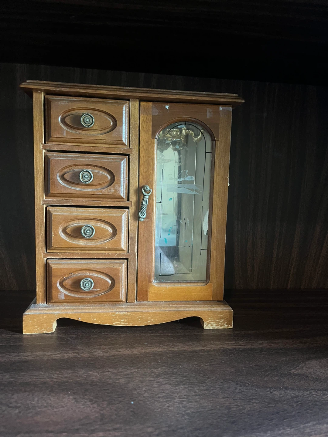 Wooden Jewelry Box with Mirror