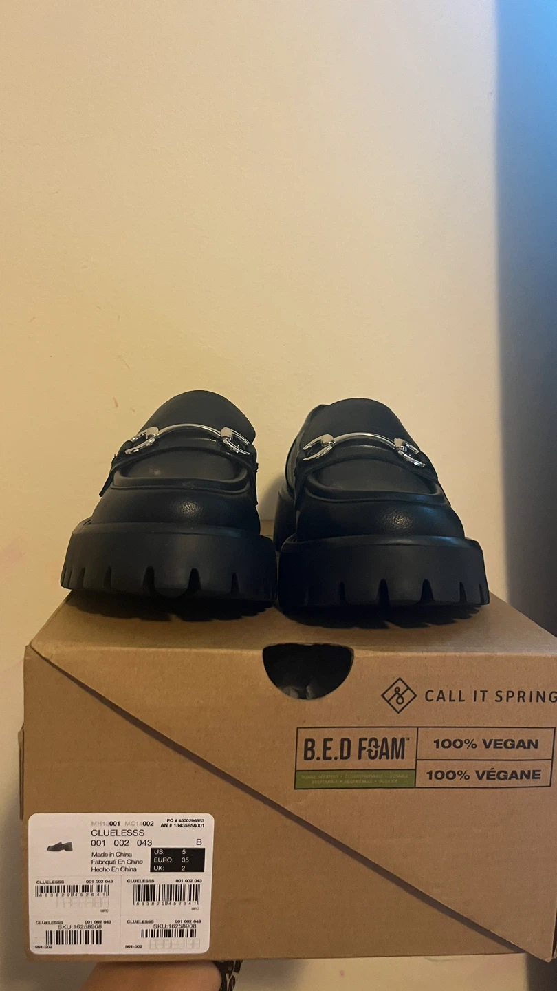 Call It Spring "CLUELESS" Black Vegan Loafers - Size 5 - photo 2