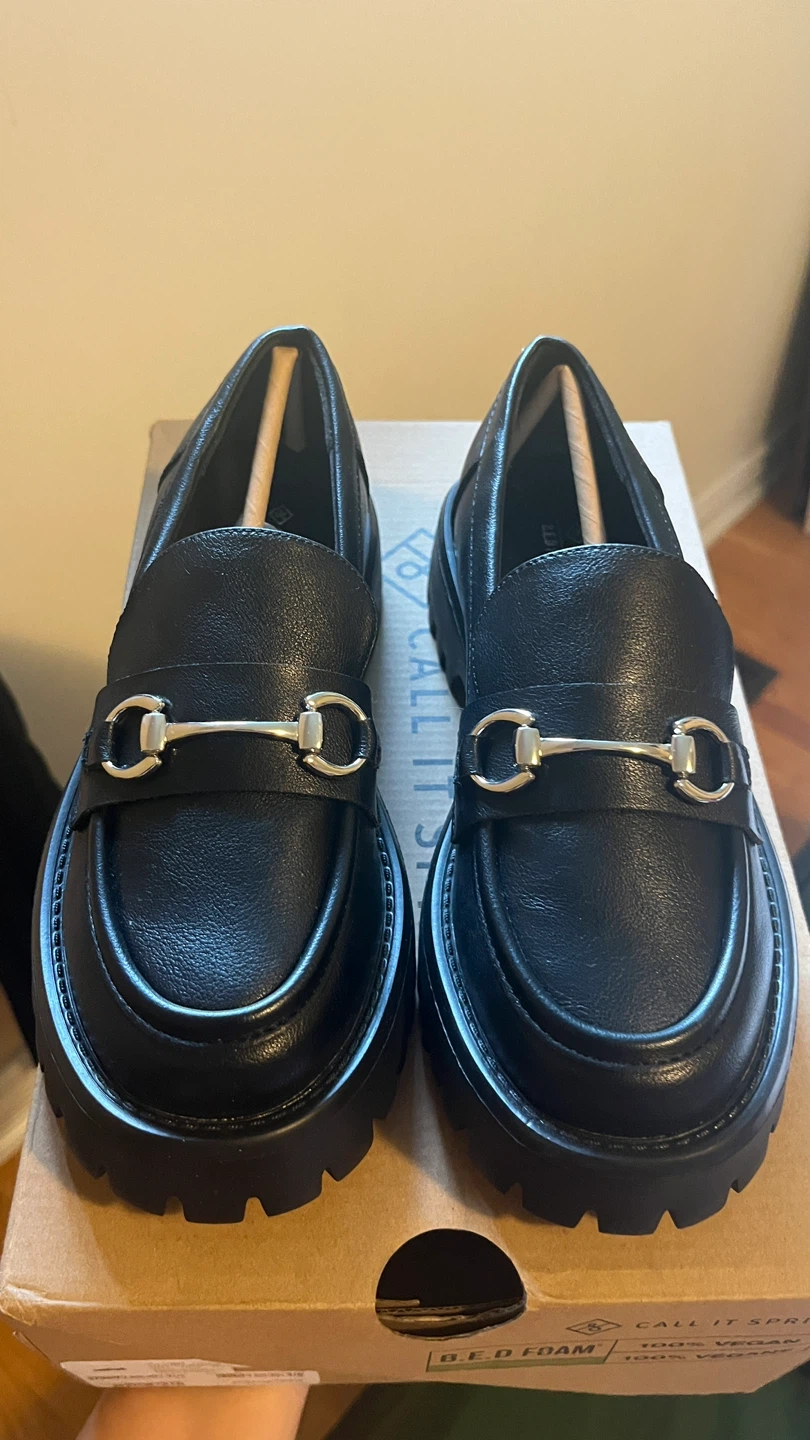 Call It Spring "CLUELESS" Black Vegan Loafers - Size 5